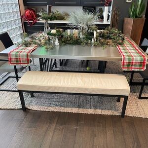 Set of 2 Festive green red reversible to solid red Plaid Table Runners 13x72”